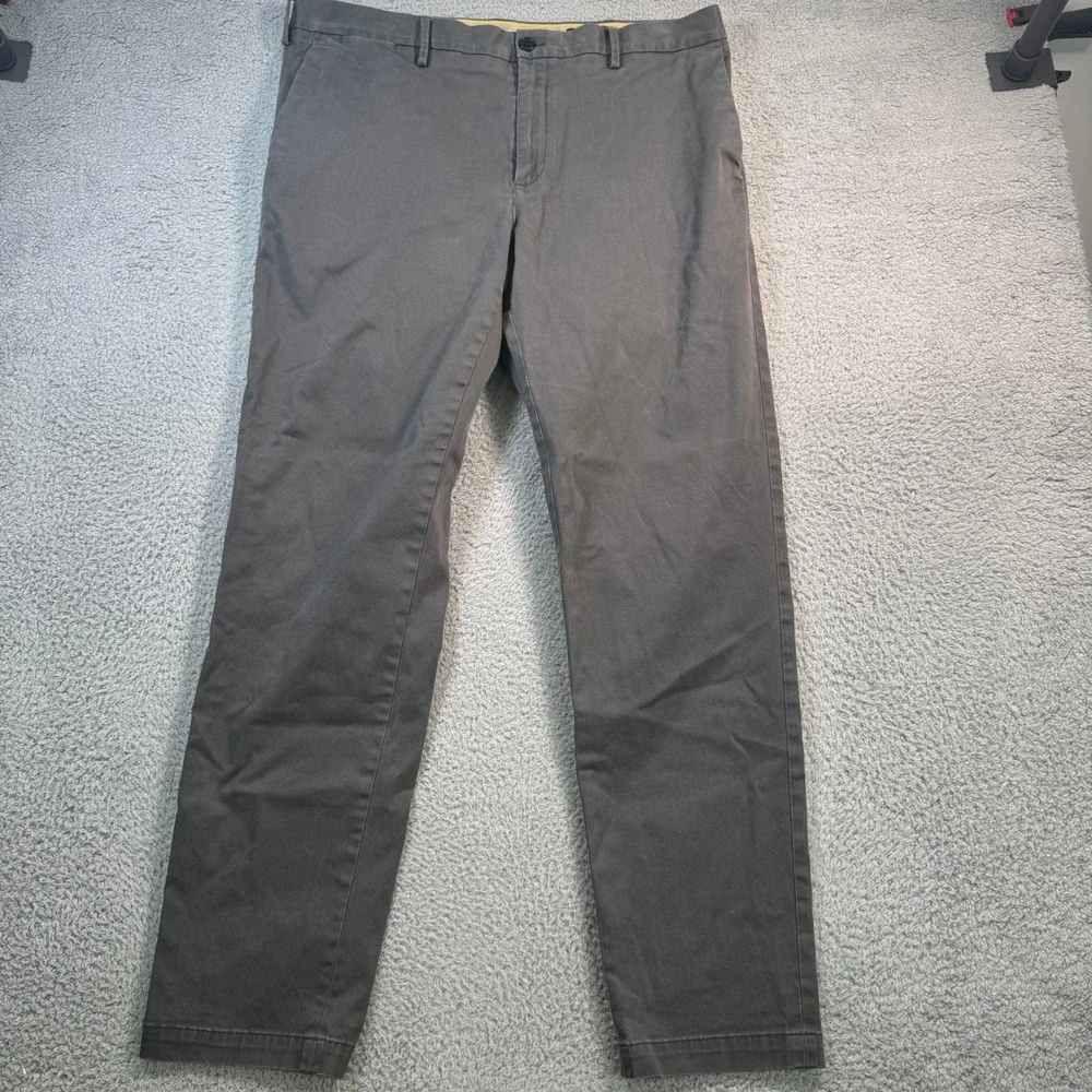 Banana Republic Mens Tapered Chino Pants Charcoal Gray Stretch 38x32